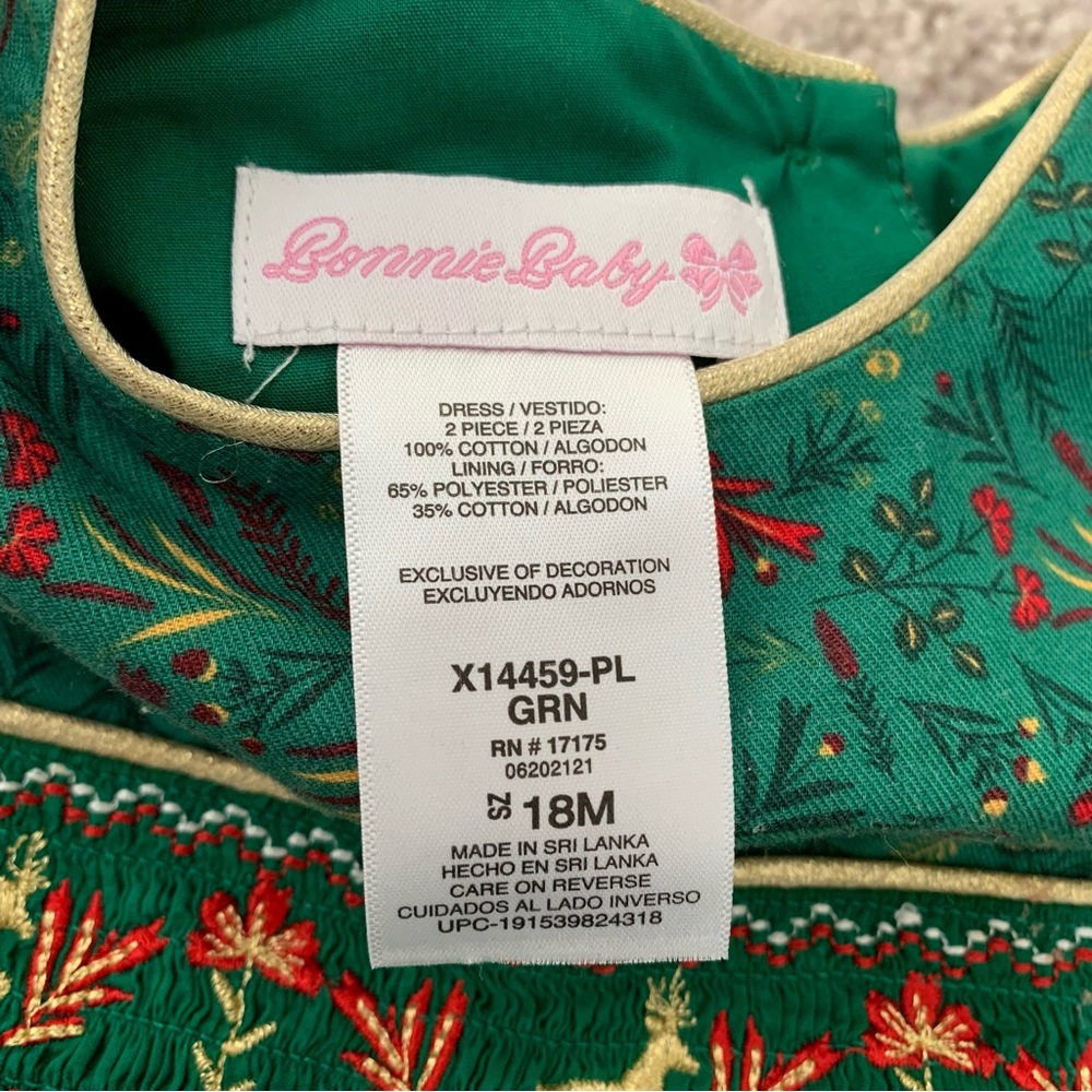 Bonnie Baby Smocked Reindeer Christmas Dress - 18 months - Picture 4 of 5
